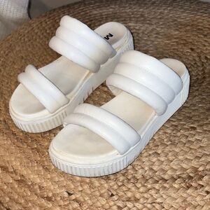 White Platform Slide Sandals